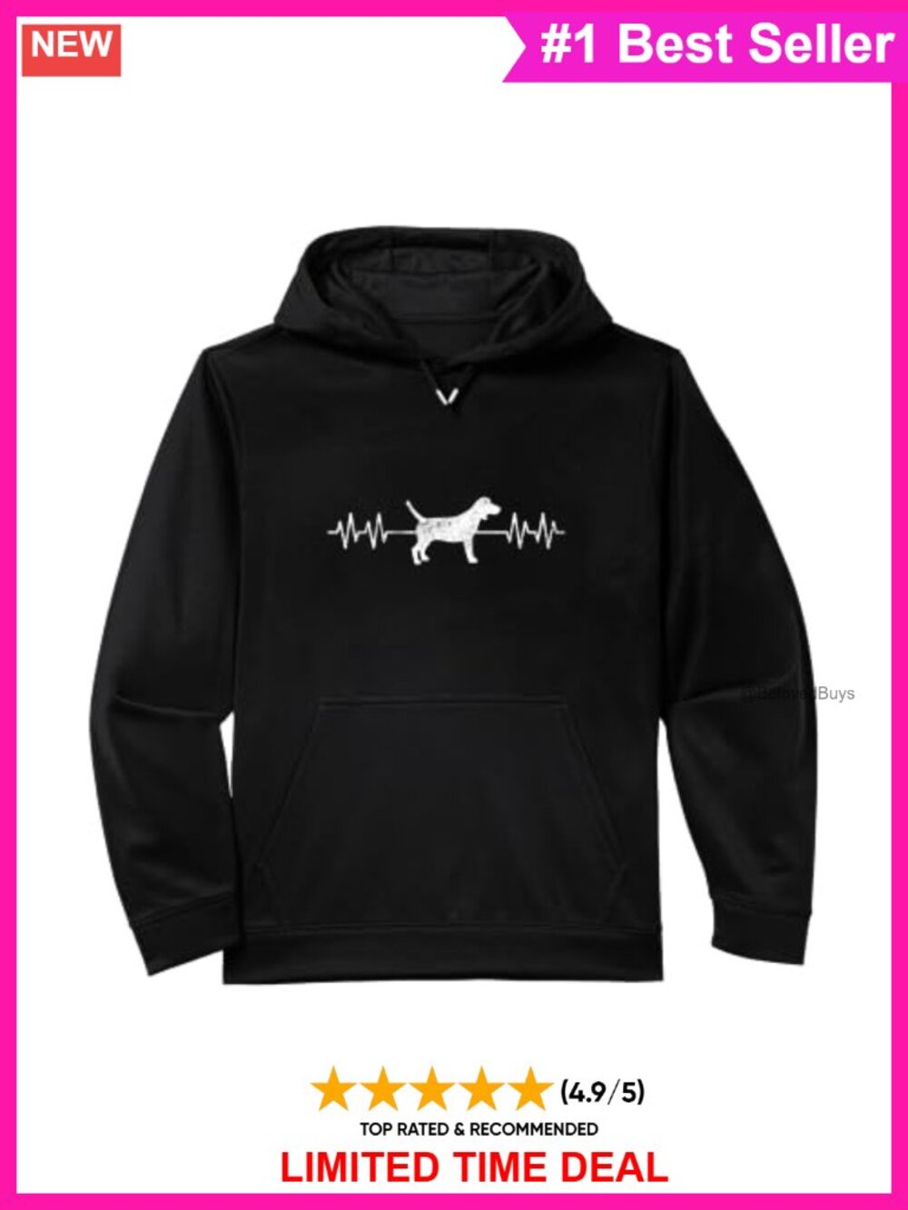 Beagle Heartbeat Hoodie Performance Fleece Dog Lover Pullover